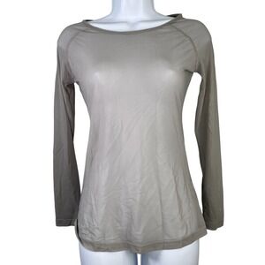 Kate Kasin Mesh Top Womens M Gray Long Sleeve Sheer Raglan Y2K Clubwear Festival